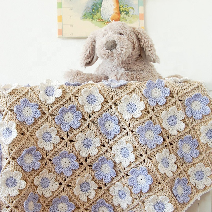 Handmade Throw Flower Blossom Cute Crochet Blanket For Babies