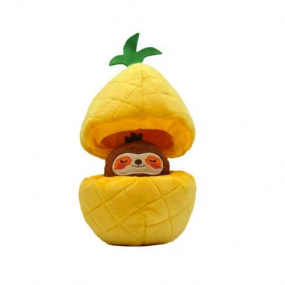 Pineapple Hiding Sloth Squeaky Puzzle Plush Dog Toy 2-in-1Hide and Seek Activity Durable Interactive pet toys supplier for dog